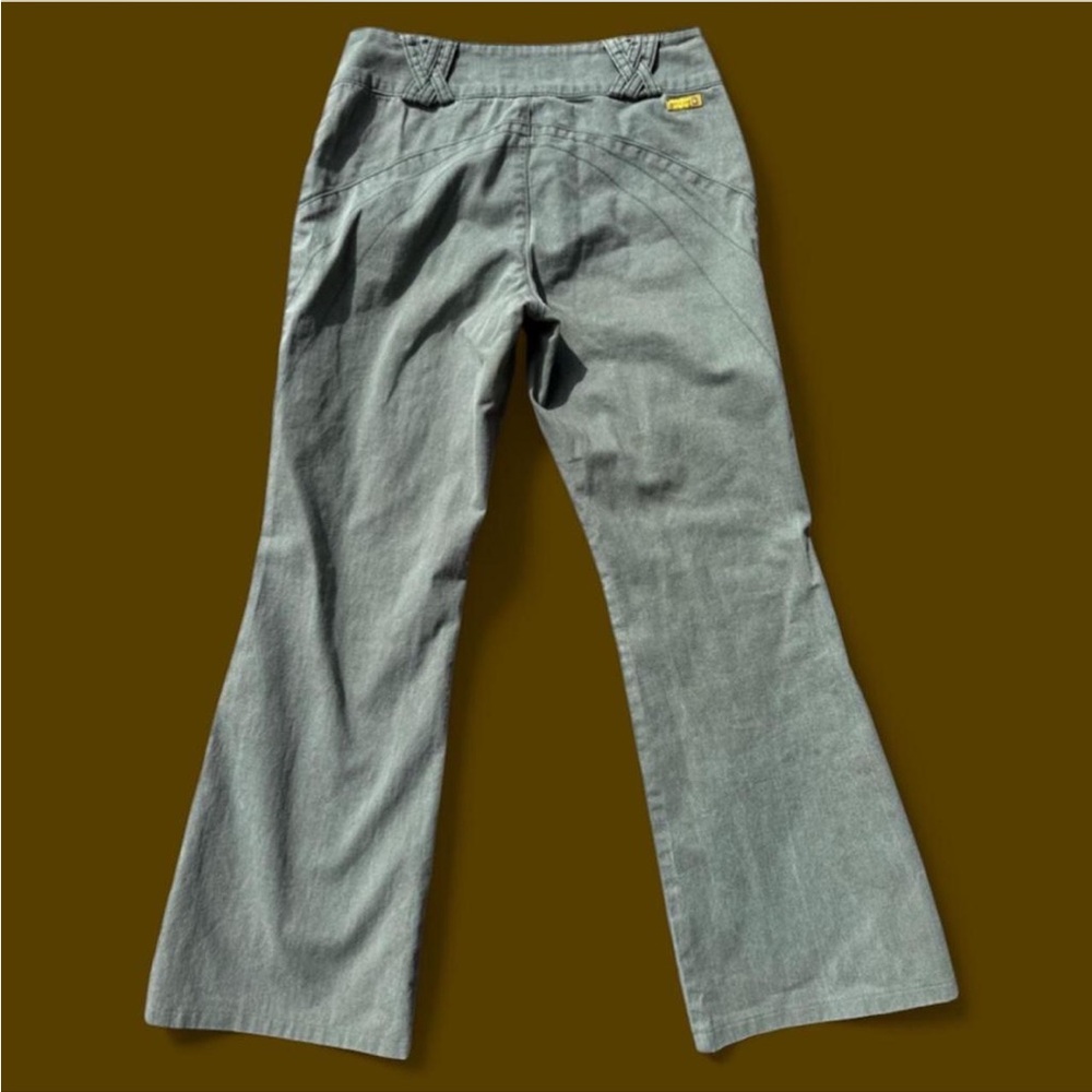 Y2K Gasoline Sage Green Low Rise Flare Stitching Details Pants - Picture 8 of 8